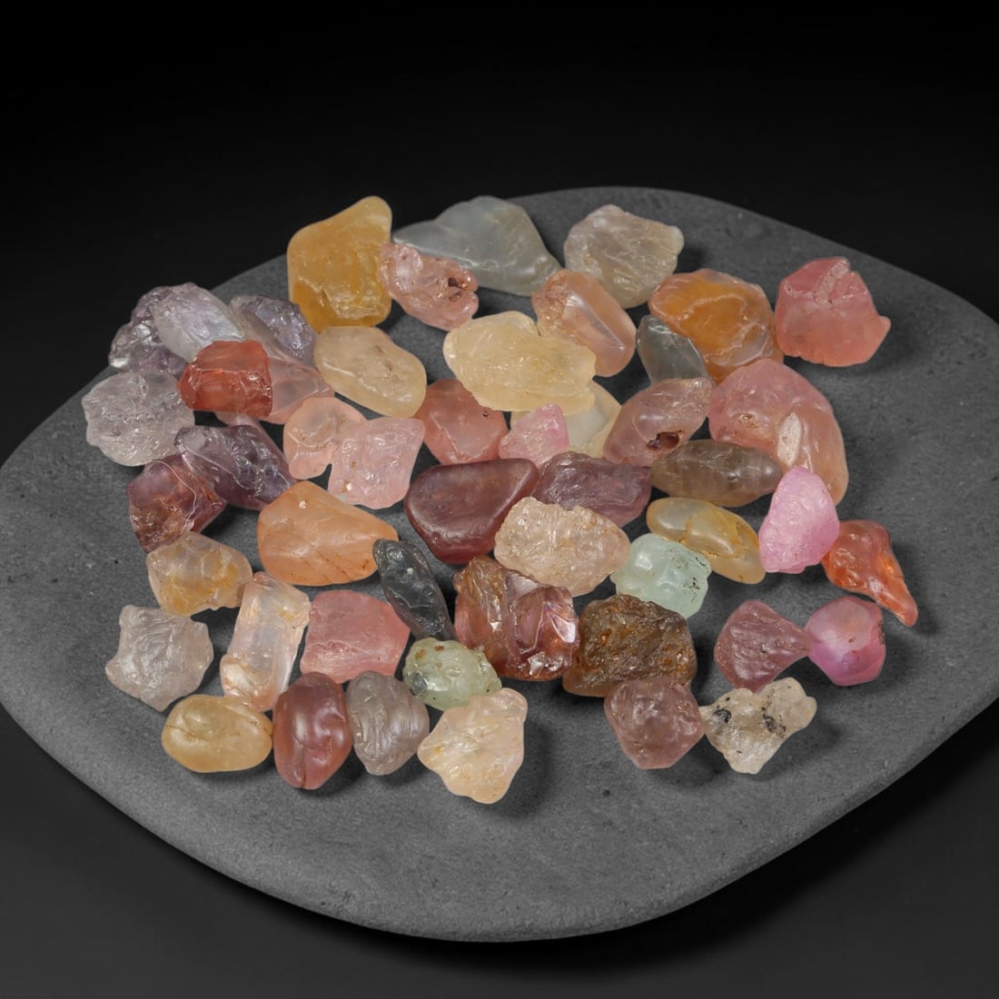 91.79ct Natural Multi-Colour Spinel Rough Parcel Loose Gemstone, 77YS: Natural spinel rough parcel showcasing a beautiful array of soft varied hues with subtle tonal differences throughout each crystal. Raw crystalline surfaces carry authentic natural mineral textures an