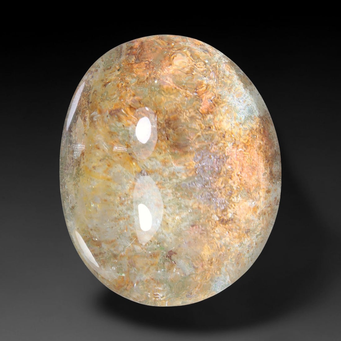 37.53ct Natural Brazilian Phantom Quartz Oval Cabochon Loose Gemstone, 97YV: This smoothly polished cabochon of natural phantom quartz preserves delicate layered phantom crystal formations enclosed inside transparent quartz host. The domed polished surface offers unobstructed 