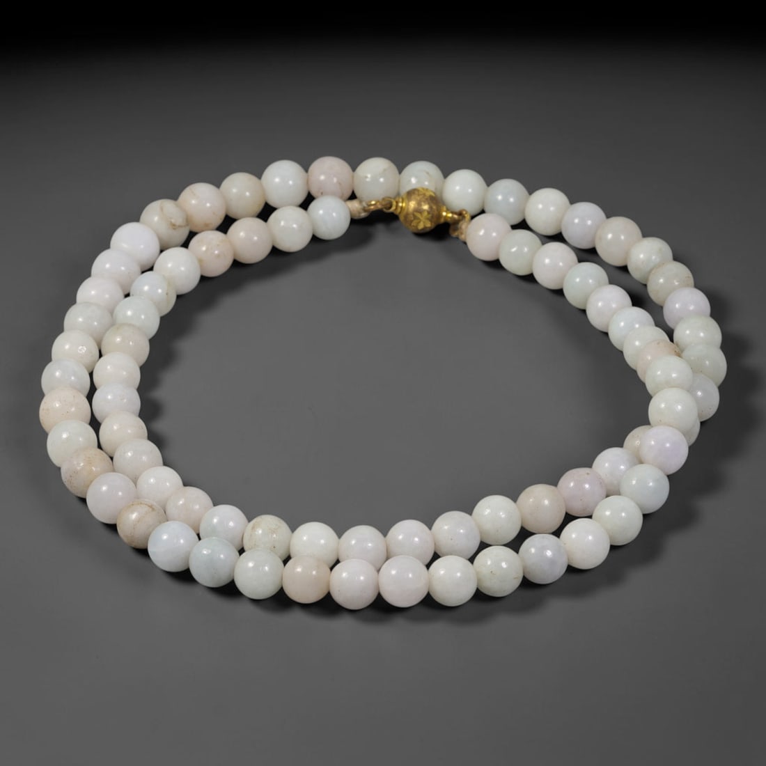 Natural Burmese Type A Pure White Jadeite Jade Beaded Necklace, 4TF: Strung from untreated natural Burmese Type A jadeite jade spherical beads measuring 8.11mm in diameter, this full strand carries a consistent smooth polished finish showcasing soft pure white stone ba