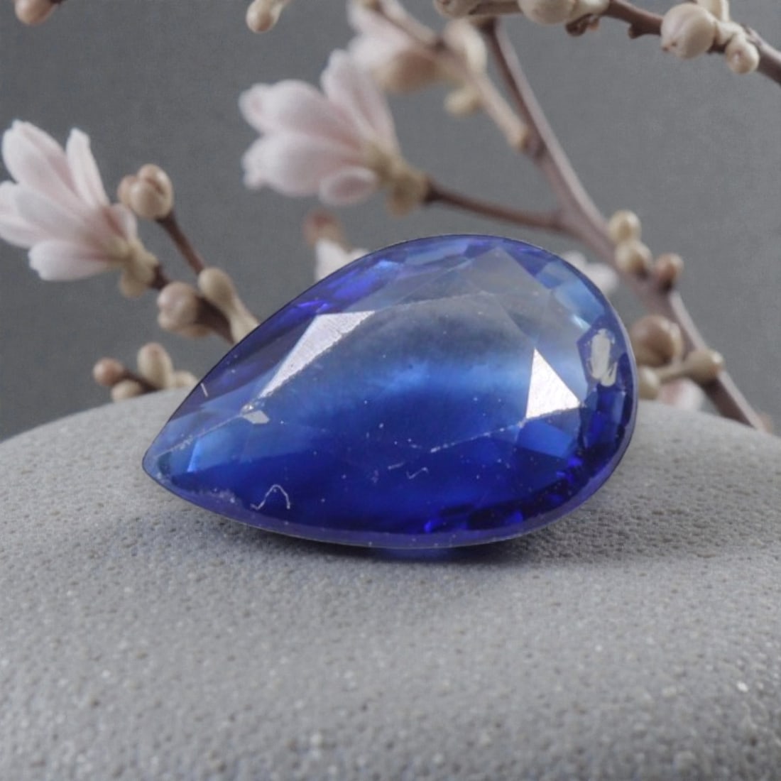 0.52 Carats Natural Deep Blue Sapphire Faceted Loose Gemstone, 61YE: This specimen is composed of natural sapphire, finished with uniform faceting to optimize light refraction through its crystalline interior. The mineral carries rich deep blue colour saturation with s