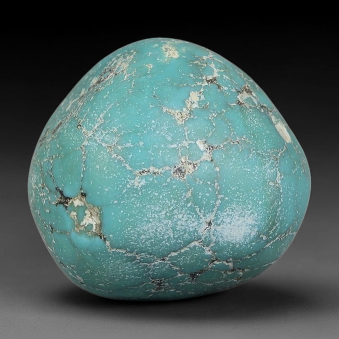 25.73ct Antique Tibetan Natural Turquoise Bead, 17XZ: This single antique grade natural turquoise bead measures 18x16.3x14.2mm. It is fully natural turquoise without artificial dyeing or enhancement, retaining its original raw mineral matrix, natural dar