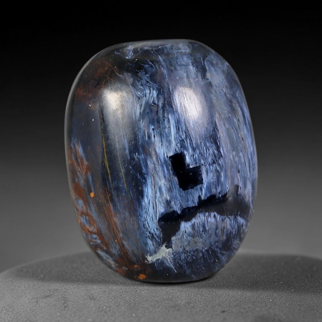 17.64 Carats Natural Blue Pietersite Loose Cabochon Gemstone, 14ZQ: This genuine natural pietersite features swirling layered blue fibrous mineral formations formed through natural geological silicate deposition. Fine natural oxide flecks and subtle mineral veining ru