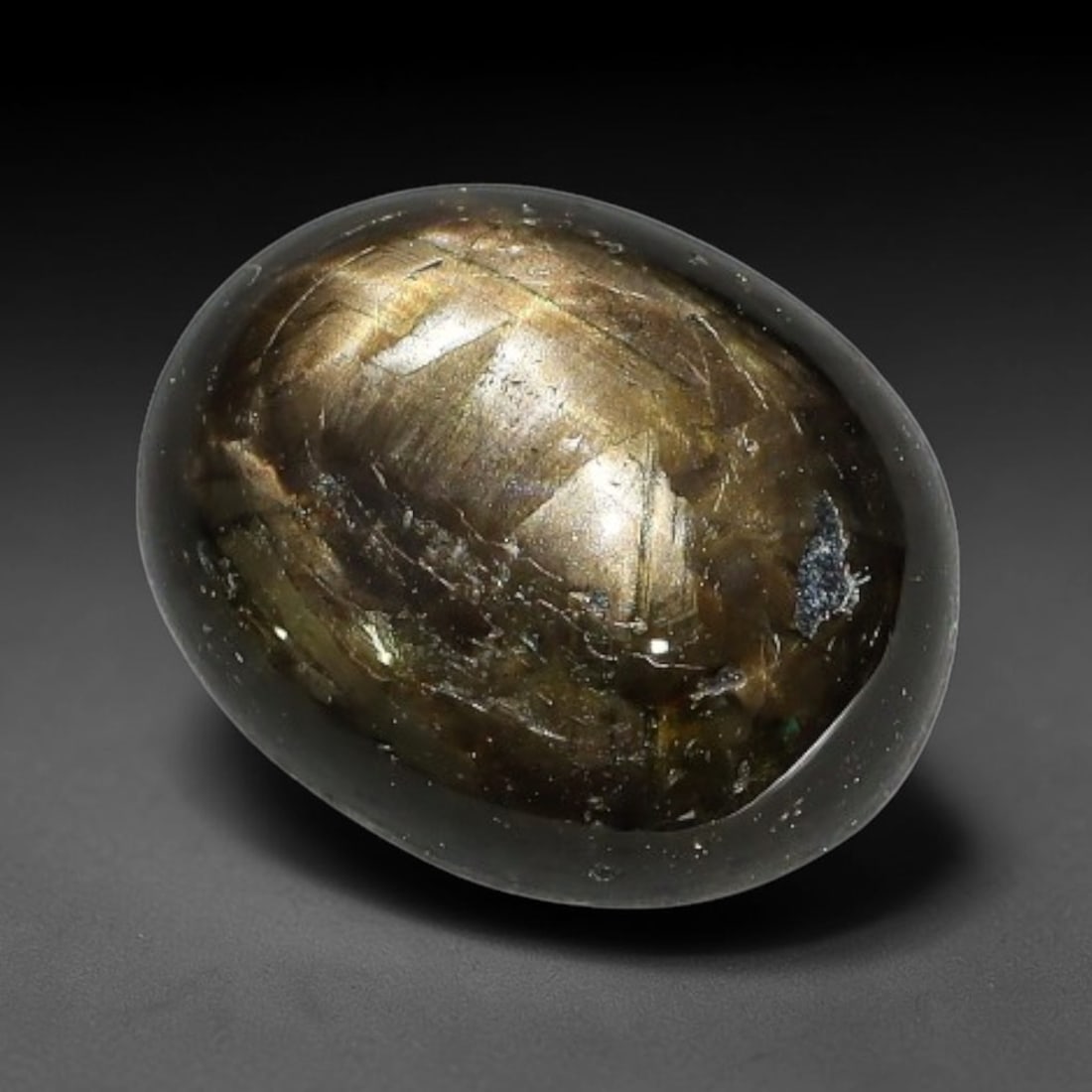 4.43ct Natural Siamese 6-Ray Black Star Sapphire Loose Gemstone, 66WW: This polished star sapphire originates from classic Siamese mining deposits, featuring a deep dark crystalline base with fine native mineral traces trapped within its structure, sized at calibrated 10