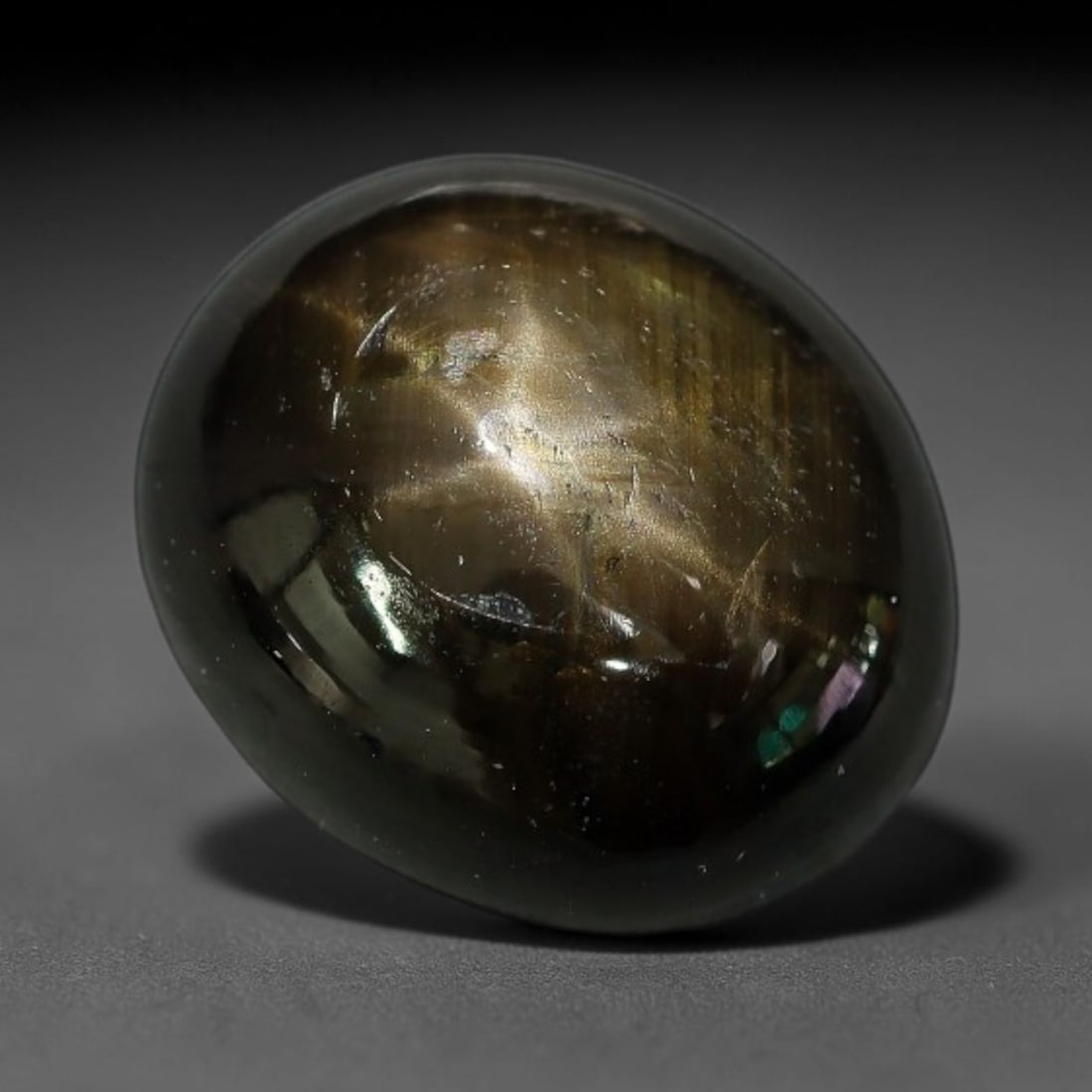 3.73ct Natural Siamese 6-Ray Black Star Sapphire Loose Gemstone, 11XY: This polished star sapphire originates from classic Siamese mining deposits, featuring a deep dark crystalline base with fine native mineral traces trapped within its structure, sized at calibrated 9.