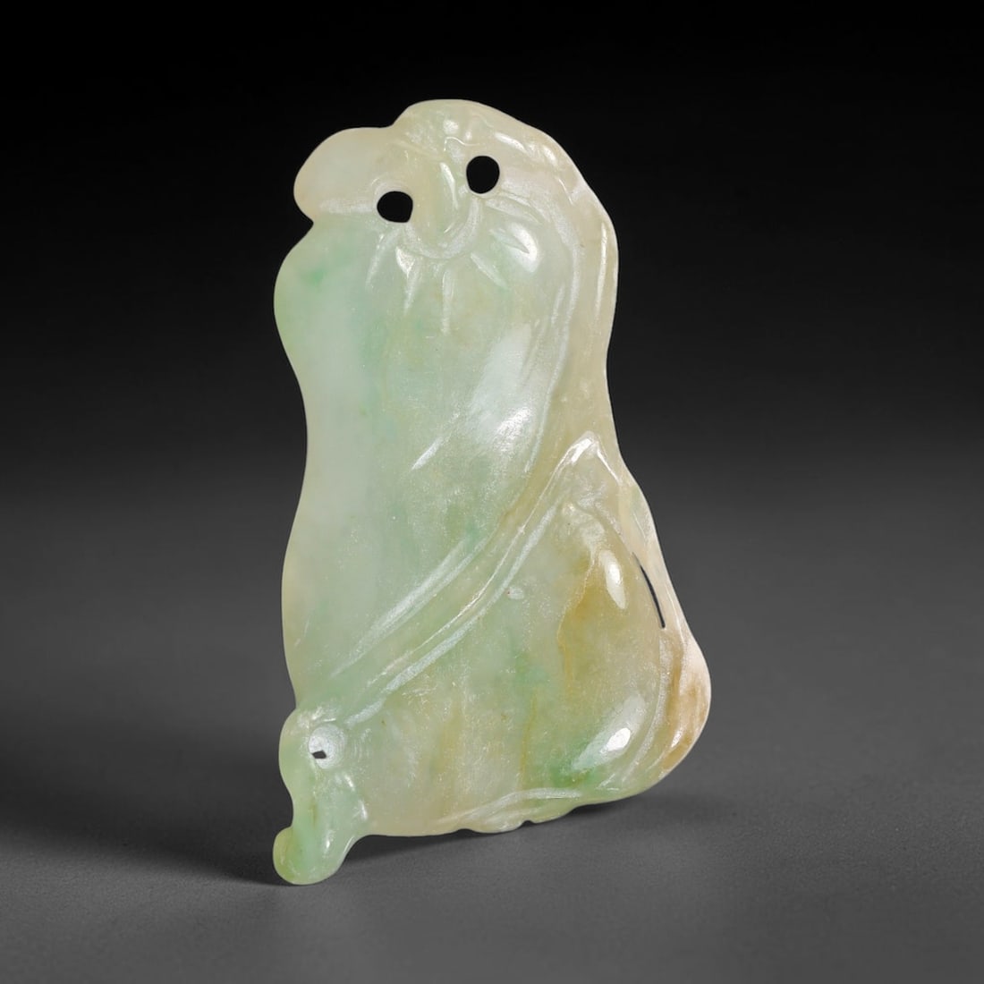 Natural Burmese Type A Jadeite Jade Hand Carved Pendant, 24TC: Artisan hand-carved untreated Burmese Type A jadeite jade pendant measuring 35.8x21 mm. Carefully sculpted with detailed relief craftsmanship and finished with a smooth glossy polish. Authentic Type A