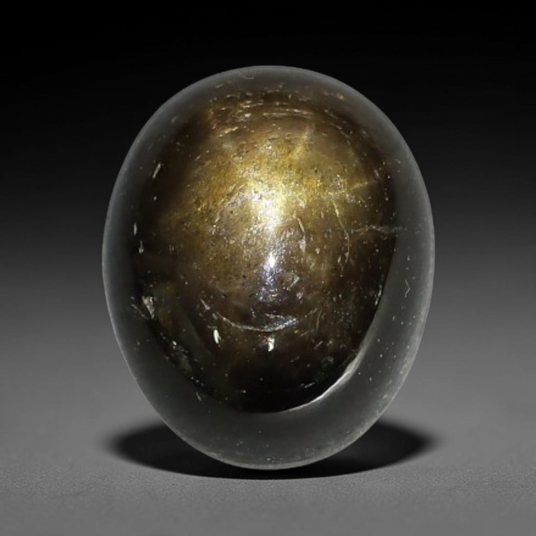 4.22ct Natural Siamese 6-Ray Black Star Sapphire Loose Gemstone, 64WW: This polished star sapphire originates from classic Siamese mining deposits, featuring a deep dark crystalline base with fine native mineral traces trapped within its structure, sized at calibrated 9x