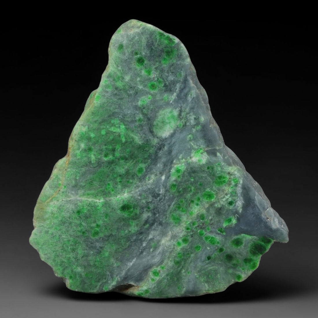 152ct Natural Type A Burmese Jadeite Jade Sliced Rough, 71YN: This specimen is a sliced rough block of natural Type A Burmese jadeite jade. The interior displays natural colour zoning with visible mineral veining and crystalline patterns typical of unprocessed j