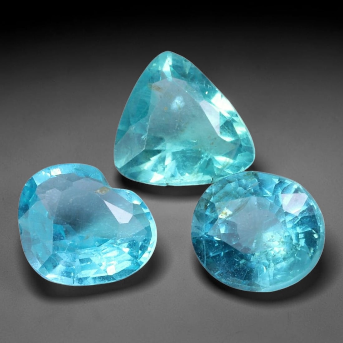 2.81ct Natural Neon Blue Apatite Mixed Faceted Parcel Loose Gemstone, 8WW: Matching parcel of hand faceted natural apatite gemstones showcasing vivid bright blue body tone with subtle inherent mineral characteristics within each stone. Precision faceting and glossy high poli