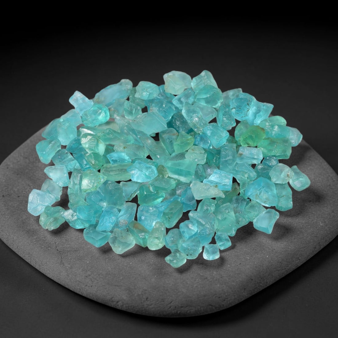 112.60ct Natural Blue Apatite Rough Parcel Loose Gemstone, 58YS: Natural apatite rough parcel featuring fresh bright blue colouration with subtle tonal variations across each crystal piece. Raw crystalline surfaces display authentic natural mineral textures and inh