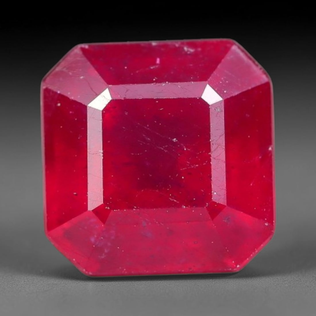 3.78 Carats Natural Madagascar Ruby Square Cushion Cut Loose Gemstone, 15YW: This natural Madagascar ruby is crafted into a square cushion modified step cut, displaying vivid saturated crimson red color typical of Malagasy corundum. Fine scattered mineral inclusions, subtle in