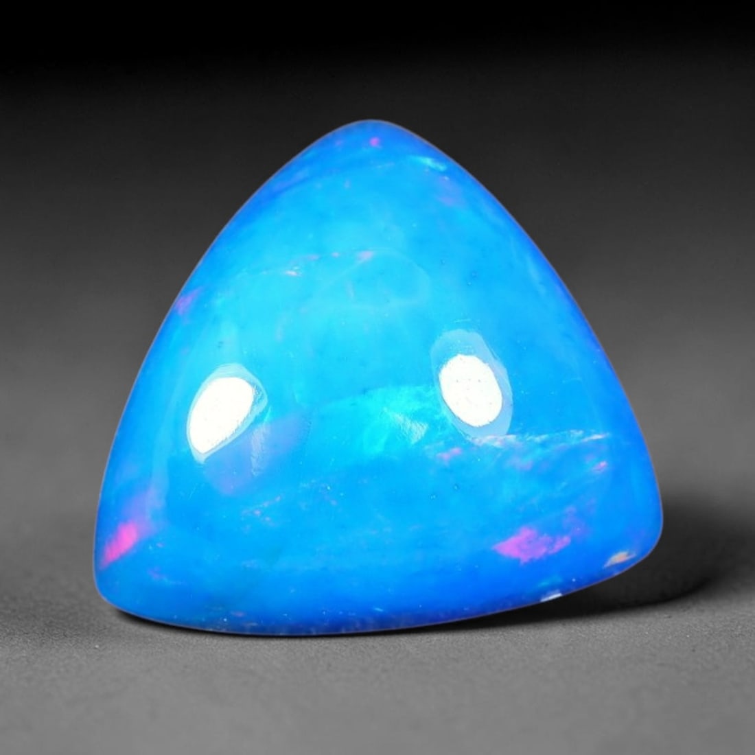 3.19ct Natural Ethiopian Welo Blue Fire Opal Cabochon Loose Gemstone, 78TS: This opal is sourced from Ethiopian Welo natural opal deposits and shaped into a smooth polished cabochon form with refined lapidary finishing work. Bright warm blue base accompanied by vivid internal