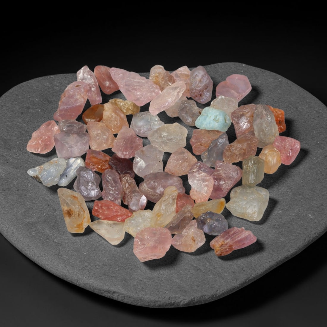 90.01ct Natural Multi-Colour Spinel Rough Parcel Loose Gemstone, 70YS: Natural spinel rough parcel showcasing a beautiful array of soft varied hues with subtle tonal differences throughout each crystal. Raw crystalline surfaces carry authentic natural mineral textures an
