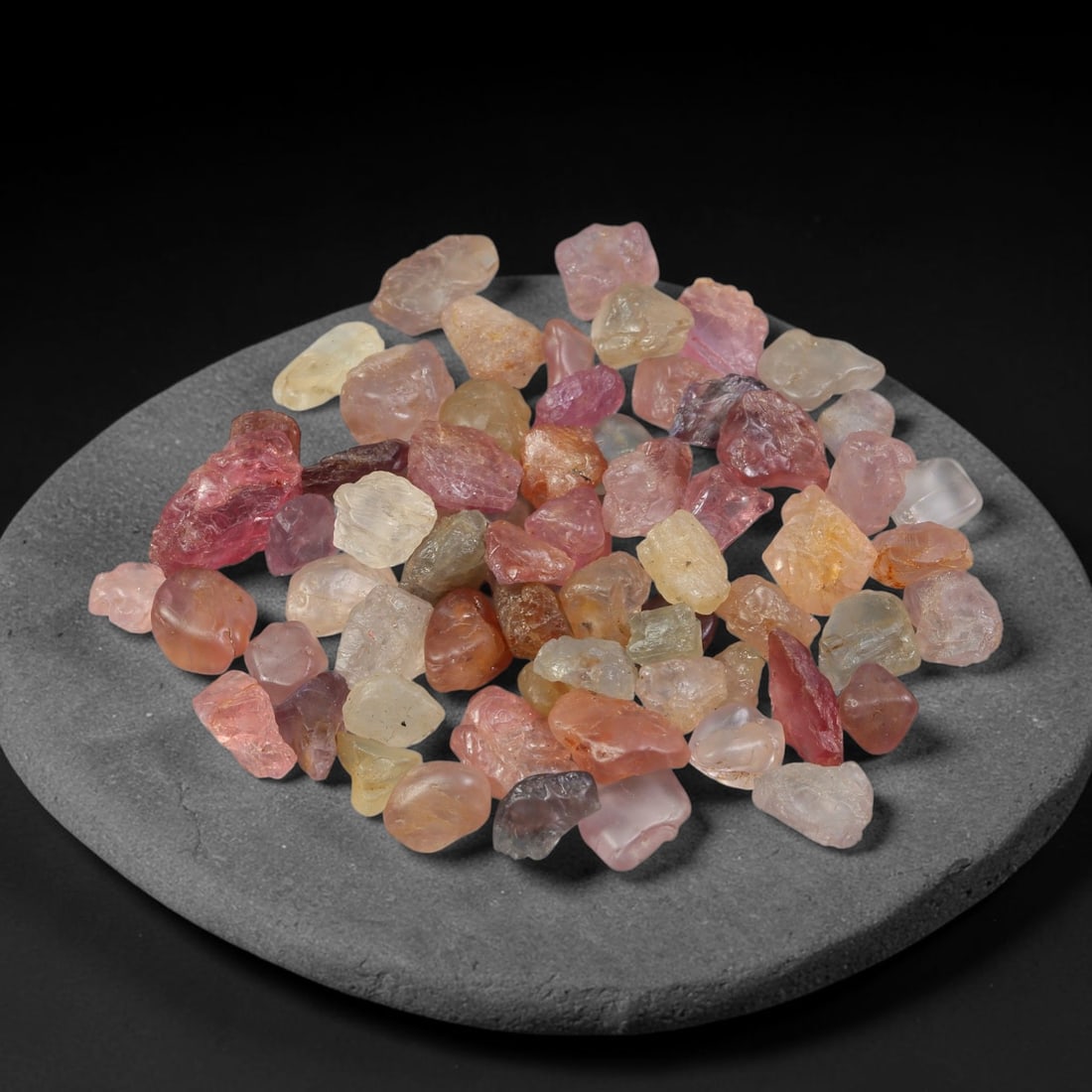 105.47ct Natural Multi-Colour Spinel Rough Parcel Loose Gemstone, 80YS: Natural spinel rough parcel showcasing a beautiful array of soft varied hues with subtle tonal differences throughout each crystal. Raw crystalline surfaces carry authentic natural mineral textures an