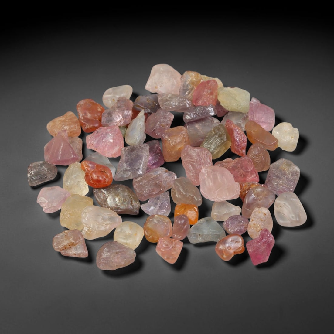 100.94ct Natural Multi-Colour Spinel Rough Parcel Loose Gemstone, 68YS: Natural spinel rough parcel showcasing a beautiful array of soft varied hues with subtle tonal differences throughout each crystal. Raw crystalline surfaces carry authentic natural mineral textures an