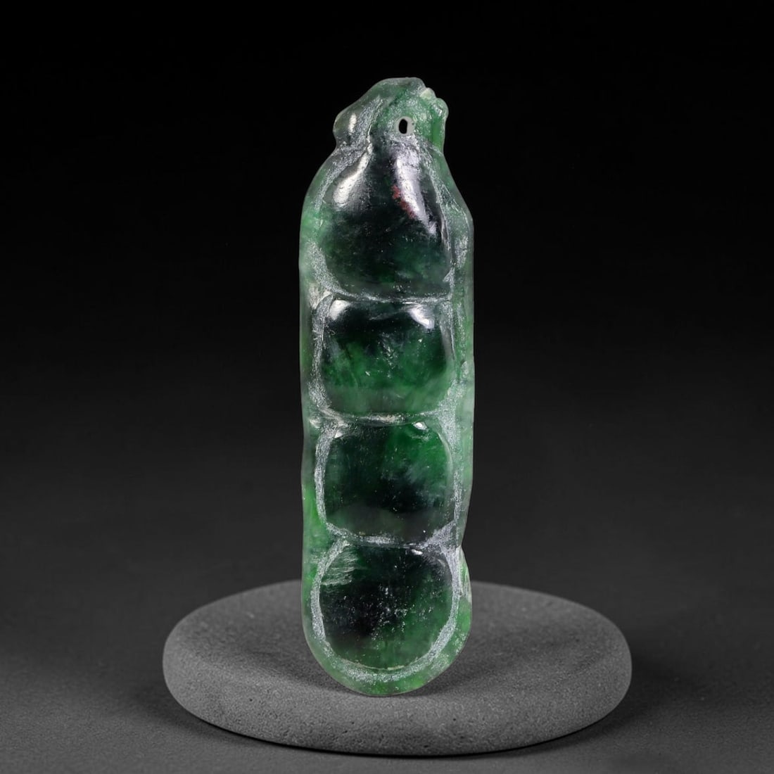 Natural Burmese Type A Jadeite Jade Hand Carved Pendant, 21TC: Artisan hand-carved untreated Burmese Type A jadeite jade pendant measuring 50.7x14 mm. Carefully sculpted with detailed relief craftsmanship and finished with a smooth glossy polish. Authentic Type A