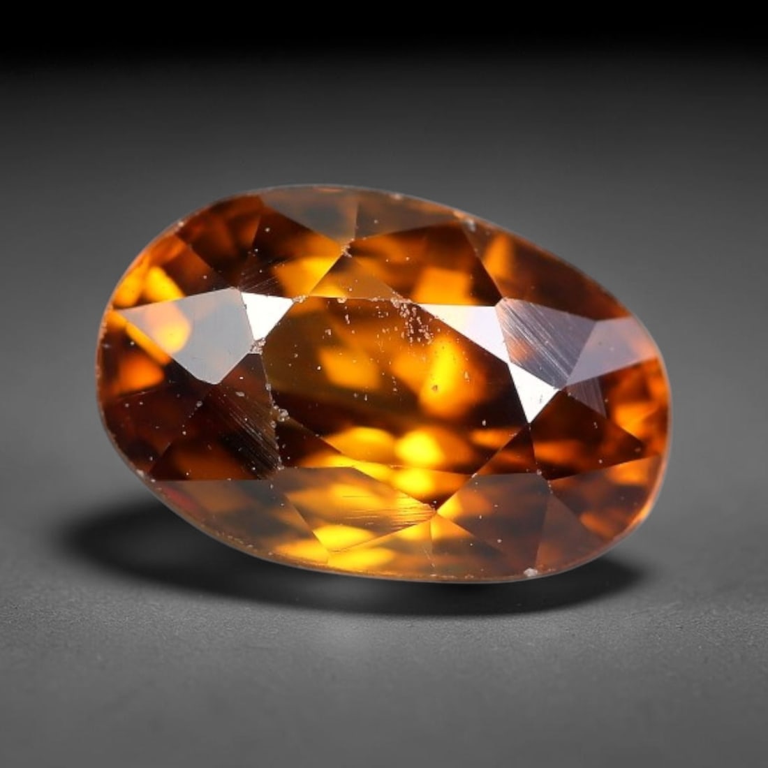 2.26ct Natural Golden Brown Zircon Oval Cut Loose Gemstone, 12TM: This faceted specimen is natural zircon, fashioned in an oval brilliant cut. The stone exhibits a translucent golden brown hue, with fine particulate inclusions visible within the crystal matrix. Face