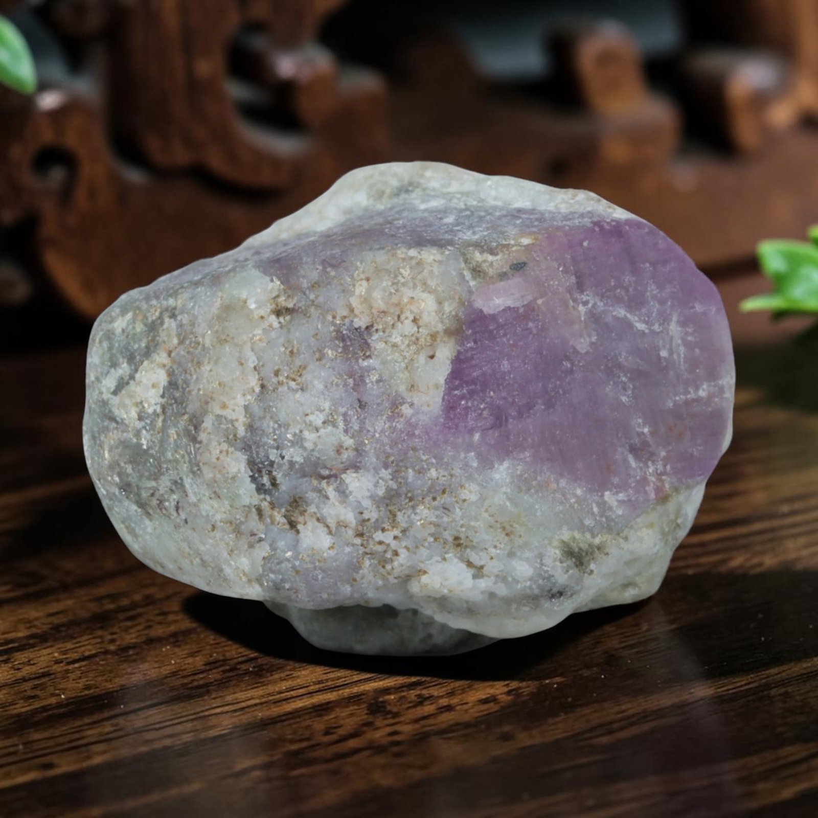 52.58ct Natural Mauritania Ruby Rough (Unheated), 76XA: This unheated Mauritania ruby rough is a captivating natural crystal specimen, featuring vivid magenta-purple ruby formations embedded in a contrasting greyish matrix. The stone's rugged, unpolished s