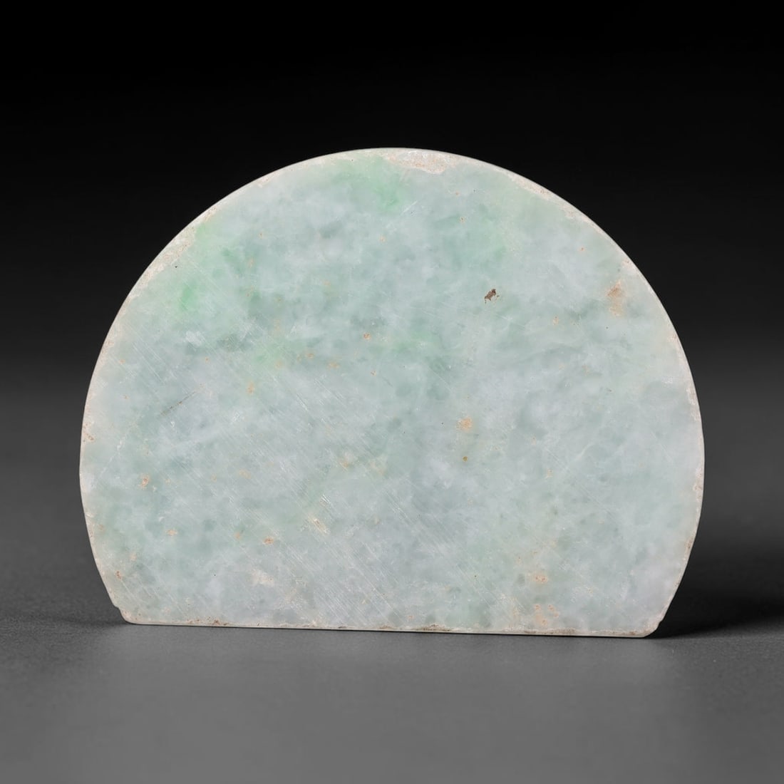 189.24ct Natural Type A Burmese Jadeite Jade Sliced Rough, 98YS: This specimen is a sliced rough block of natural Type A Burmese jadeite jade. The interior displays natural colour zoning with visible mineral veining and crystalline patterns typical of unprocessed j