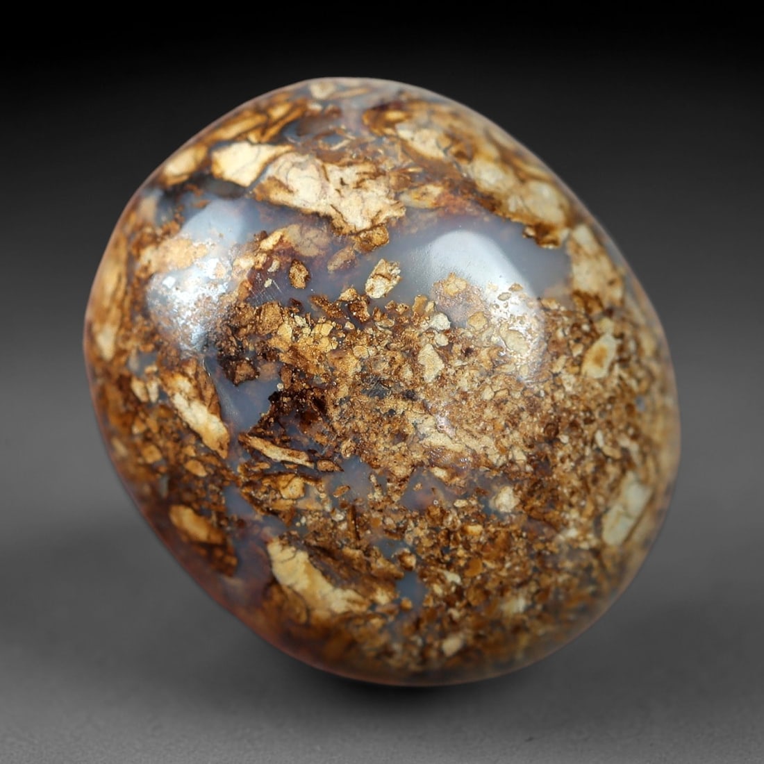 3.44 Carats Boulder Opal Cabochon - Natural Matrix Inclusion Specimen, 51XM: This 3.44ct boulder opal cabochon, measuring 13x11mm, is a striking example of Australia's iconic gemstone, showcasing the unique beauty of nature's artistry. The oval cabochon is polished to a smooth