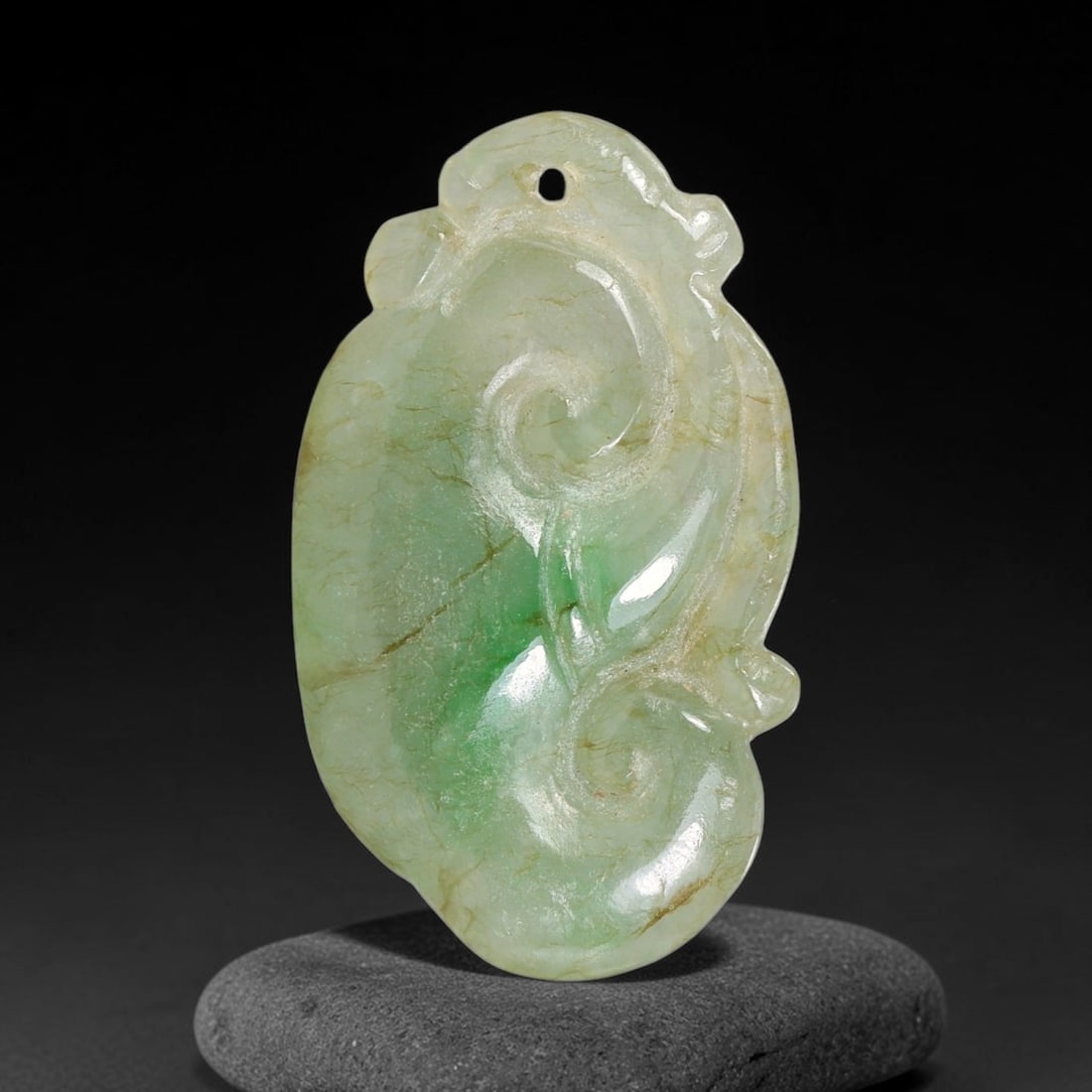 Natural Burmese Type A Jadeite Jade Hand Carved Pendant, 15TC: Artisan hand-carved untreated Burmese Type A jadeite jade pendant measuring 31x18 mm. Carefully sculpted with detailed relief craftsmanship and finished with a smooth glossy polish. Authentic Type A j