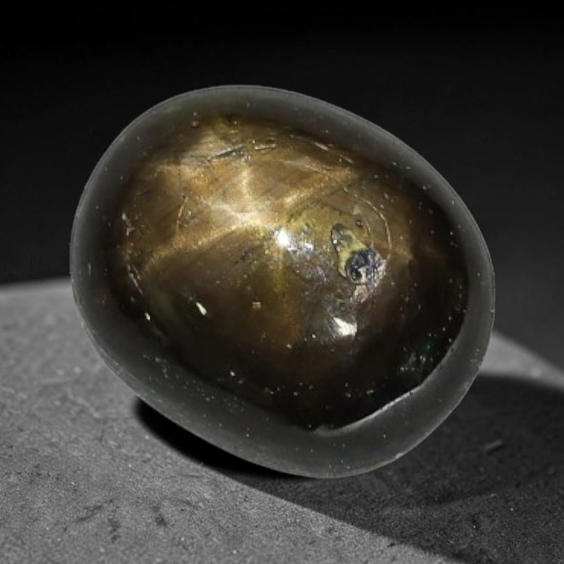 2.49ct Natural Siamese 6-Ray Black Star Sapphire Loose Gemstone, 49WW: This polished star sapphire originates from classic Siamese mining deposits, featuring a deep dark crystalline base with fine native mineral traces trapped within its structure, sized at calibrated 8x