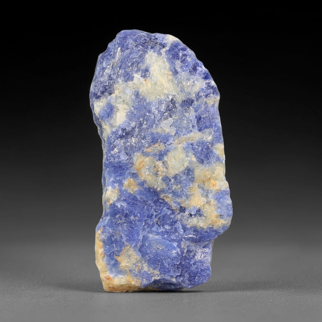 86 Carats Natural Royal Blue Sodalite Rough Stone, 19YS: This genuine natural sodalite rough exhibits soft blended royal blue mineral coloration mixed with pale crystalline matrix formed through natural igneous geological formation. Fine light mineral speck
