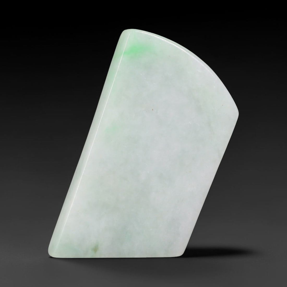 102.56ct Natural Type A Burmese Jadeite Jade Sliced Rough, 96YS: This specimen is a sliced rough block of natural Type A Burmese jadeite jade. The interior displays natural colour zoning with visible mineral veining and crystalline patterns typical of unprocessed j
