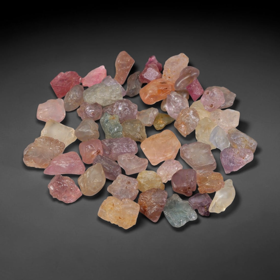 97.89ct Natural Multi-Colour Spinel Rough Parcel Loose Gemstone, 62YS: Natural spinel rough parcel showcasing a beautiful array of soft varied hues with subtle tonal differences throughout each crystal. Raw crystalline surfaces carry authentic natural mineral textures an