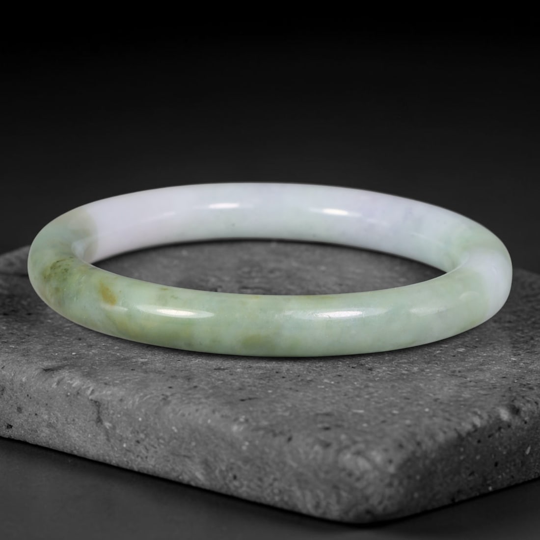 Natural Burmese Type A Pale Lavender and Mottled Green Jadeite Jade Bangle Bracelet, 83TD (1 of 1)