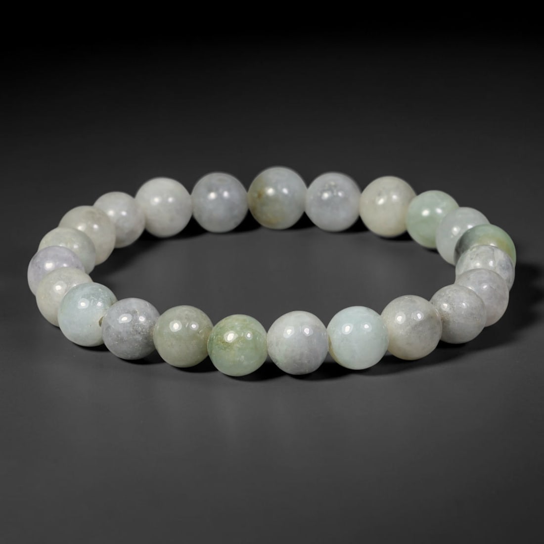 Natural Burmese Type A Multi-Tone Jadeite Jade Beaded Bracelet, 78TA: Crafted from untreated natural Burmese Type A jadeite jade beads with maximum bead dimension of 8.72mm, this wearable strand features a gentle polished finish displaying layered mixed natural mineral 