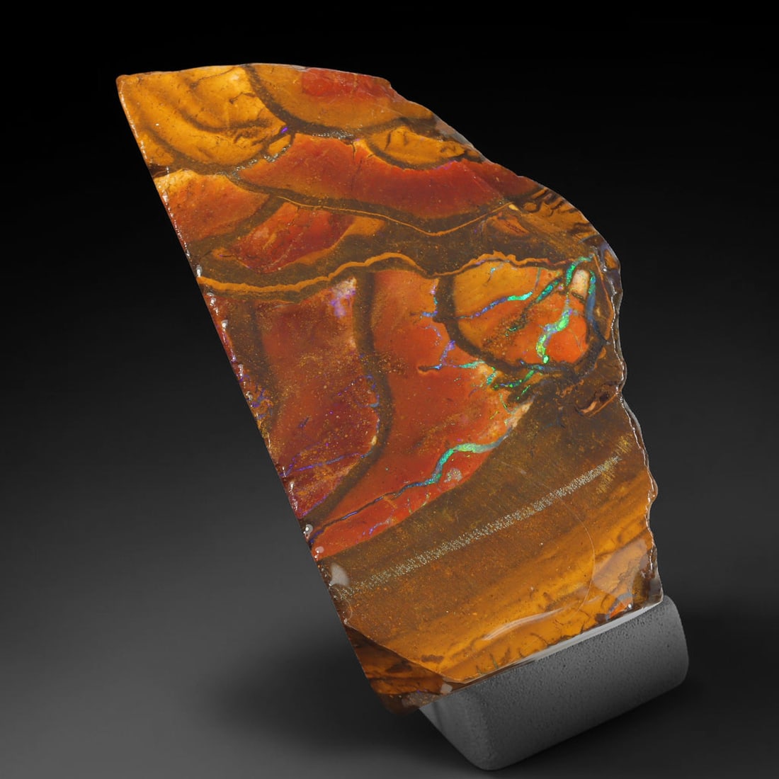 76.12ct Natural Australian Queensland Boulder Opal Sliced Slab Cutting Rough, 27YL: Natural sliced slab rough of Queensland boulder opal cutting grade, featuring rich color ironstone matrix with patterns. The face clearly reveals extensive opal veining and pocket formations running t