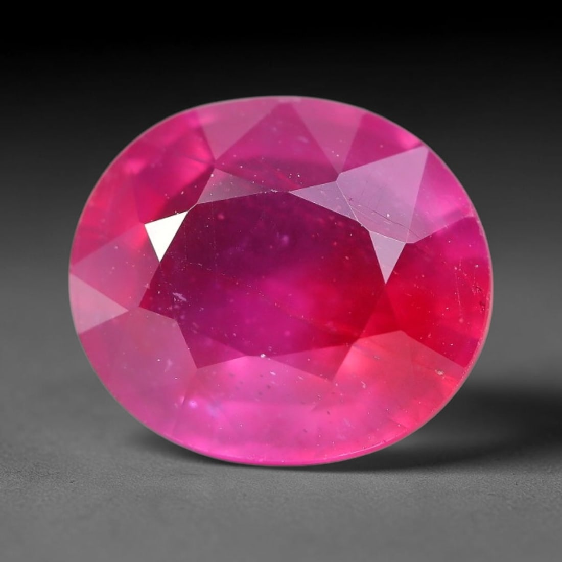 8.39 Carats Natural Mozambique Ruby Oval Faceted Loose Gemstone, 71TM: This natural Mozambique ruby is fashioned with standard oval brilliant faceting, displaying vivid saturated crimson-red hue accompanied by native fine mineral inclusions and subtle trace marks inheren