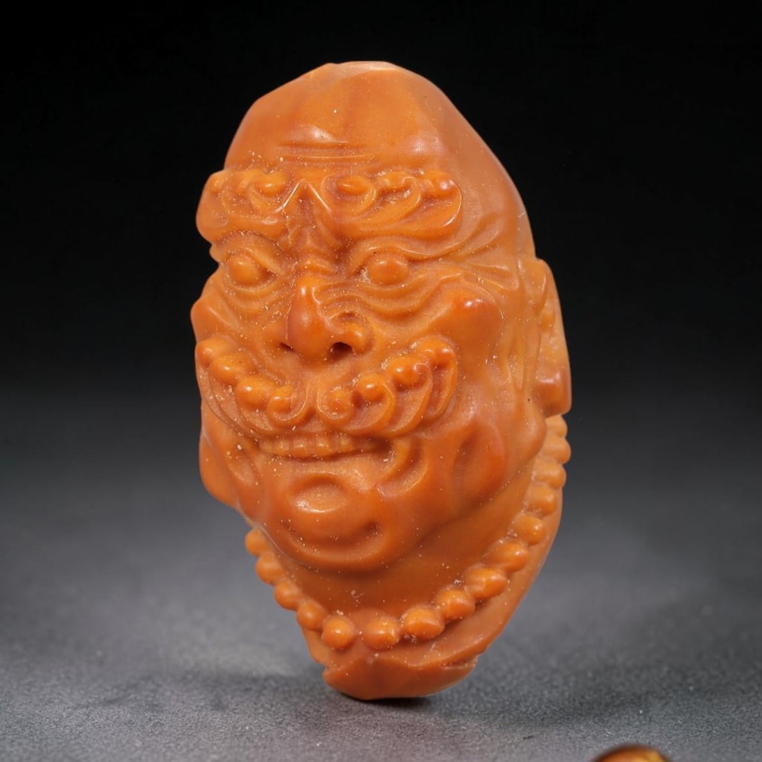 Hand Carved Chinese Natural Olive Nut Drilled Art Bead, 37ZQ: Traditional hand-sculpted craft bead carved from solid natural olive nut core, representing a classic miniature Chinese micro-carving folk art piece with a pre-drilled suspension bore integrated for e