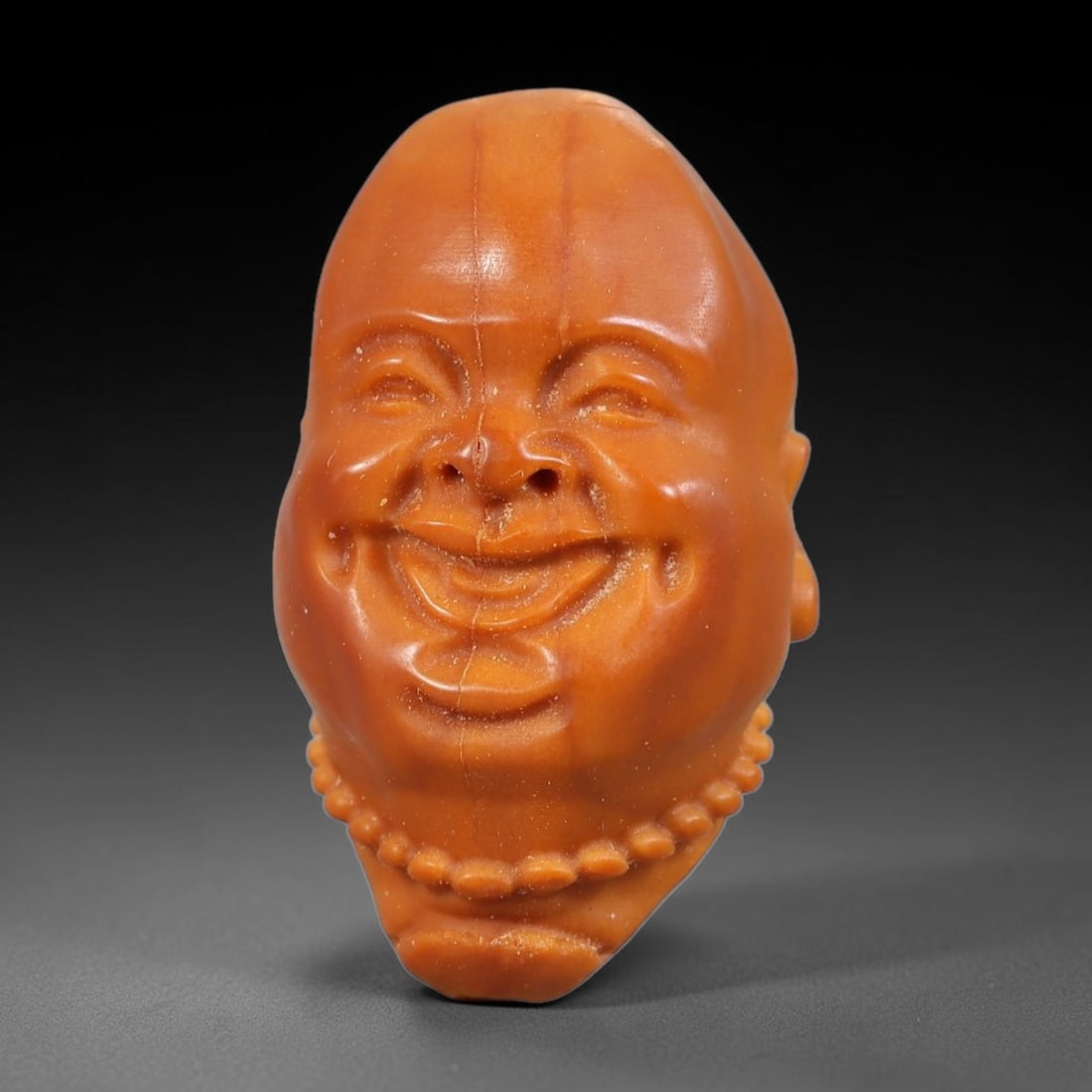 Hand Carved Chinese Natural Olive Nut Drilled Art Bead, 33ZQ: Traditional hand-sculpted craft bead carved from solid natural olive nut core, representing a classic miniature Chinese micro-carving folk art piece with a pre-drilled suspension bore integrated for e