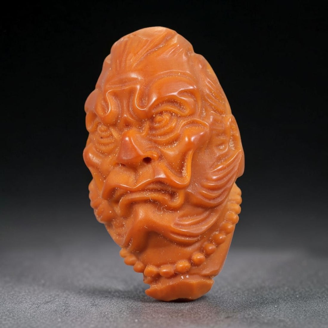 Hand Carved Chinese Natural Olive Nut Drilled Art Bead, 38ZQ: Traditional hand-sculpted craft bead carved from solid natural olive nut core, representing a classic miniature Chinese micro-carving folk art piece with a pre-drilled suspension bore integrated for e