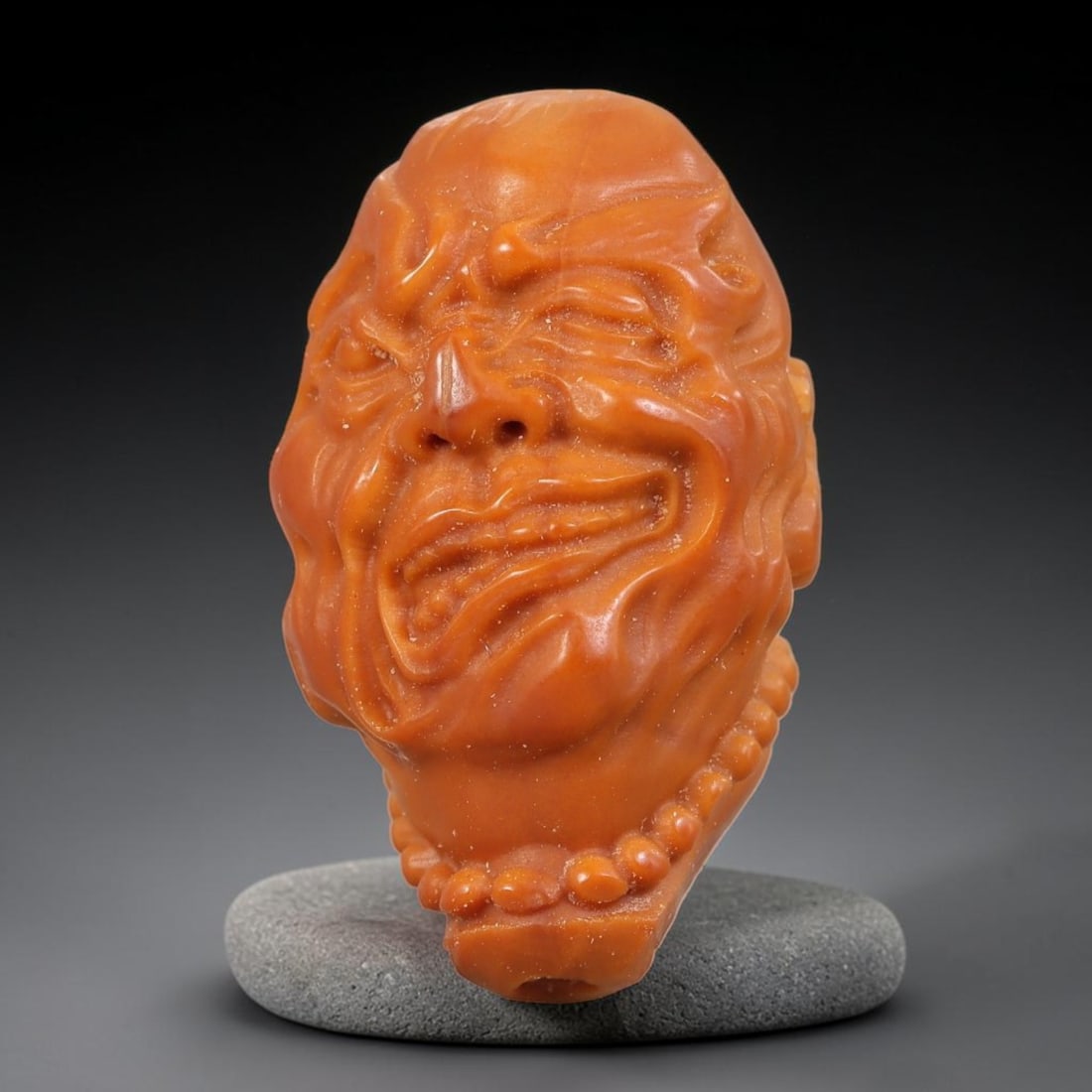 Hand Carved Chinese Natural Olive Nut Drilled Art Bead, 39ZQ: Traditional hand-sculpted craft bead carved from solid natural olive nut core, representing a classic miniature Chinese micro-carving folk art piece with a pre-drilled suspension bore integrated for e