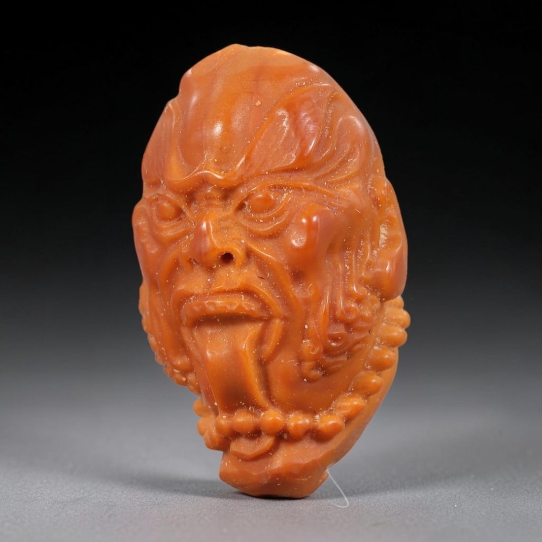 Hand Carved Chinese Natural Olive Nut Drilled Art Bead, 44ZQ: Traditional hand-sculpted craft bead carved from solid natural olive nut core, representing a classic miniature Chinese micro-carving folk art piece with a pre-drilled suspension bore integrated for e