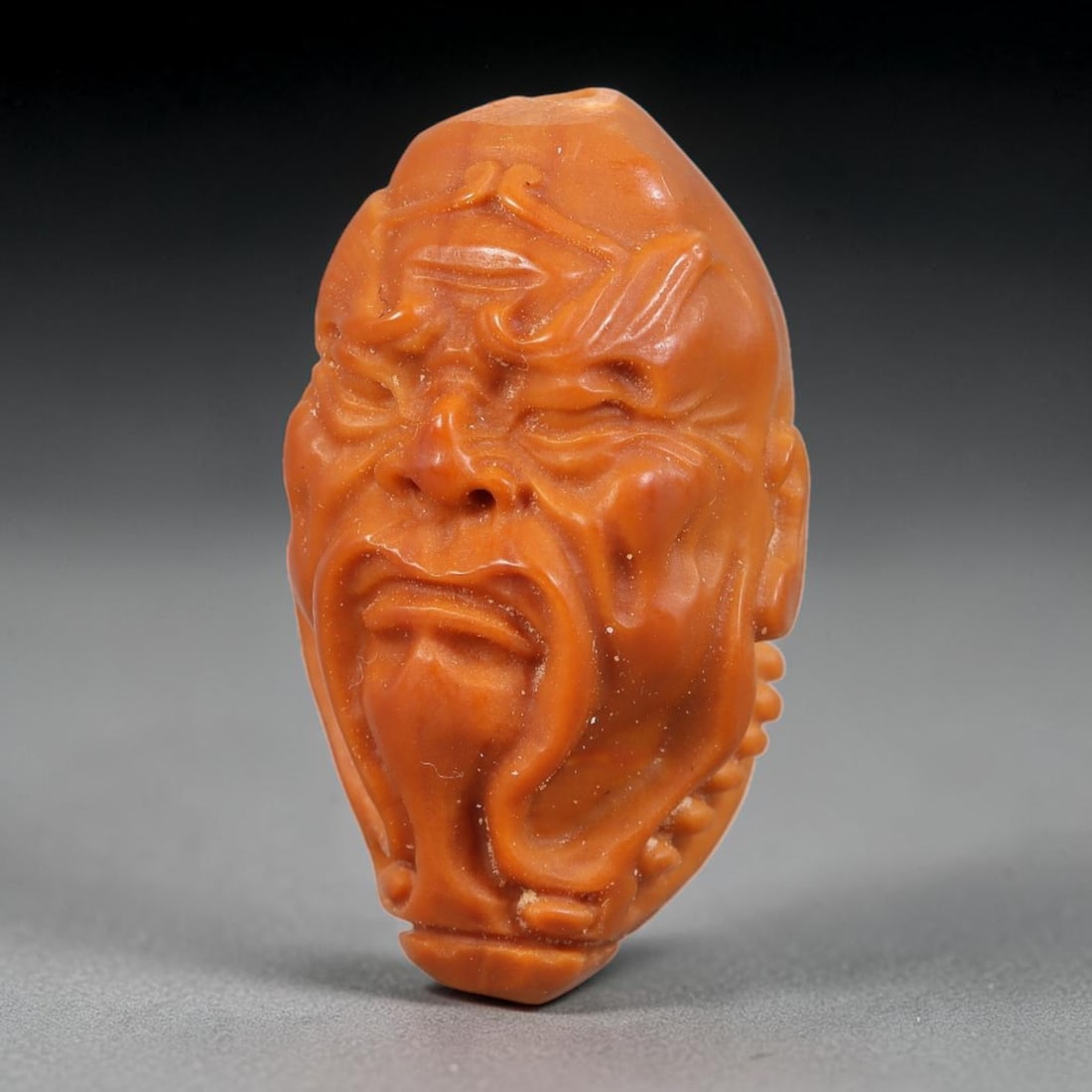 Hand Carved Chinese Natural Olive Nut Drilled Art Bead, 36ZQ: Traditional hand-sculpted craft bead carved from solid natural olive nut core, representing a classic miniature Chinese micro-carving folk art piece with a pre-drilled suspension bore integrated for e