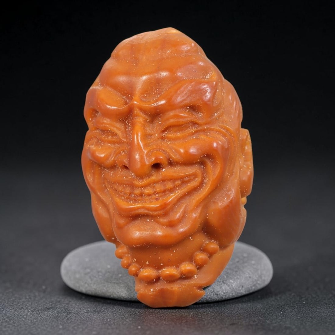 Hand Carved Chinese Natural Olive Nut Drilled Art Bead, 40ZQ: Traditional hand-sculpted craft bead carved from solid natural olive nut core, representing a classic miniature Chinese micro-carving folk art piece with a pre-drilled suspension bore integrated for e