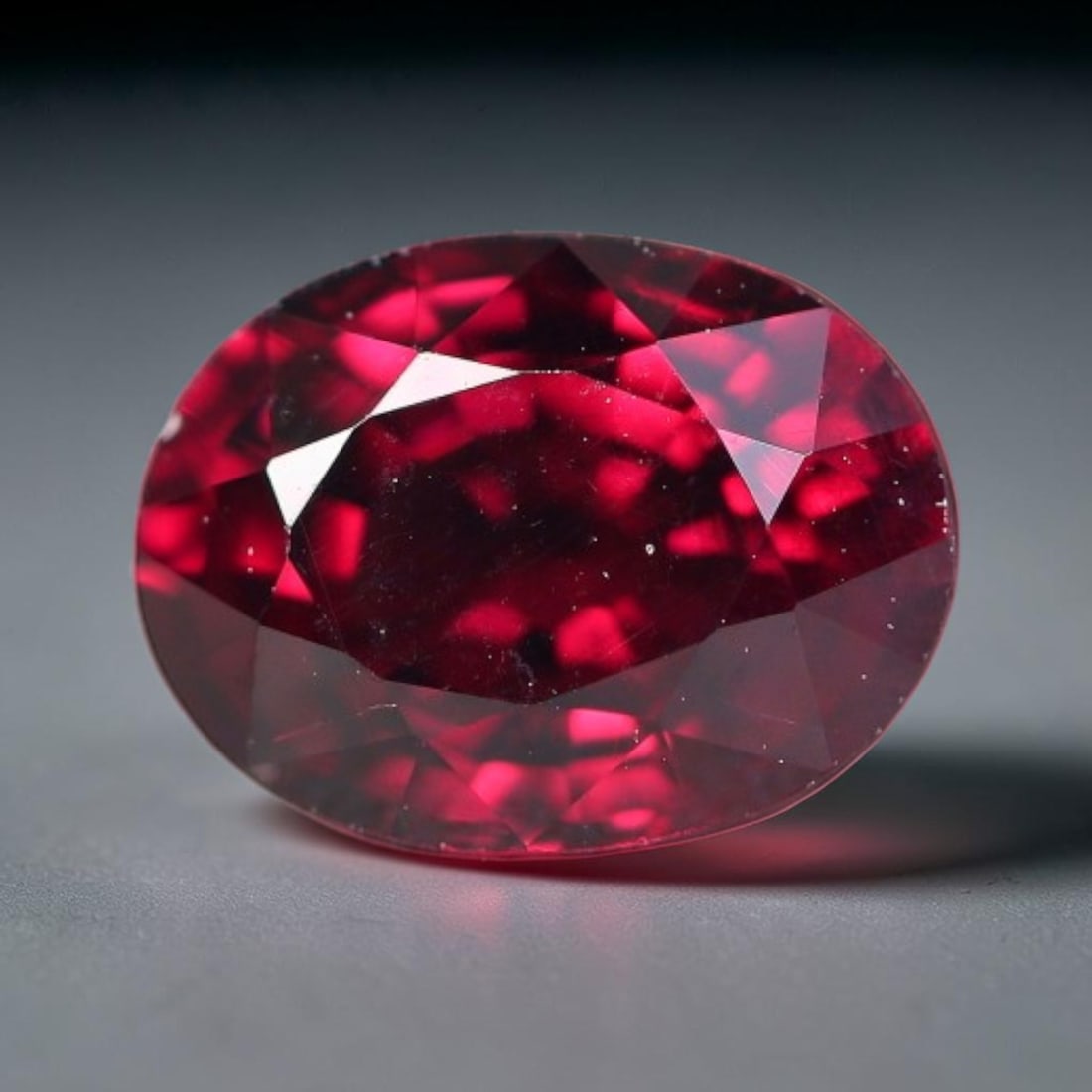 1.98 Carats Natural Deep Burgundy Red Garnet Oval Faceted Loose Gemstone, 73TS: This timeless faceted garnet boasts a luxuriously deep burgundy red tone that glows with vivid crimson fire across its precisely polished reflective facets. Fine natural micro mineral specks are scatt