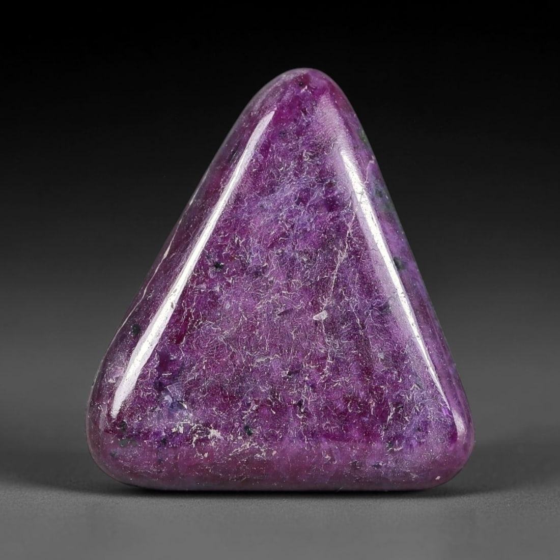 13.26ct Natural Ruby Zoisite Cabochon Loose Gemstone, 94TZ: Natural ruby zoisite cabochon cut, dimensions 18.4x16.1x4.1mm. Rich magenta and deep purple swirling colour pattern with natural mineral veining across the polished surface. Smooth polished cabochon f