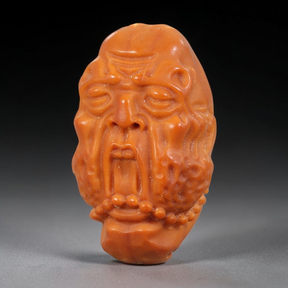 Hand Carved Chinese Natural Olive Nut Drilled Art Bead, 43ZQ: Traditional hand-sculpted craft bead carved from solid natural olive nut core, representing a classic miniature Chinese micro-carving folk art piece with a pre-drilled suspension bore integrated for e