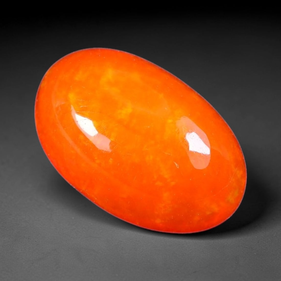 3.34ct Natural Ethiopian Welo Orange Fire Opal Cabochon Loose Gemstone, 94TH: This opal is sourced from Ethiopian Welo natural opal deposits and shaped into a smooth polished cabochon form with refined lapidary finishing work. Bright warm pink base accompanied by vivid internal