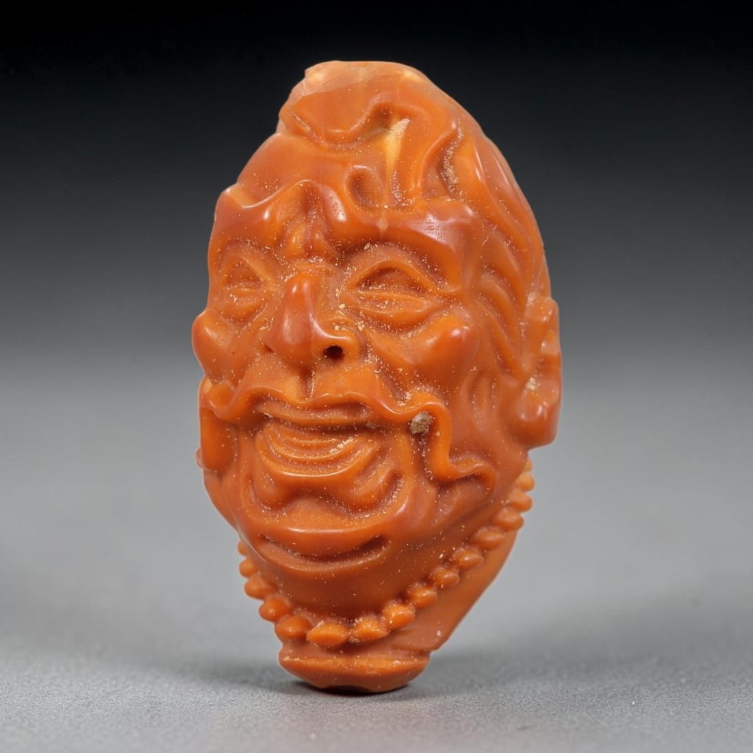 Hand Carved Chinese Natural Olive Nut Drilled Art Bead, 41ZQ: Traditional hand-sculpted craft bead carved from solid natural olive nut core, representing a classic miniature Chinese micro-carving folk art piece with a pre-drilled suspension bore integrated for e