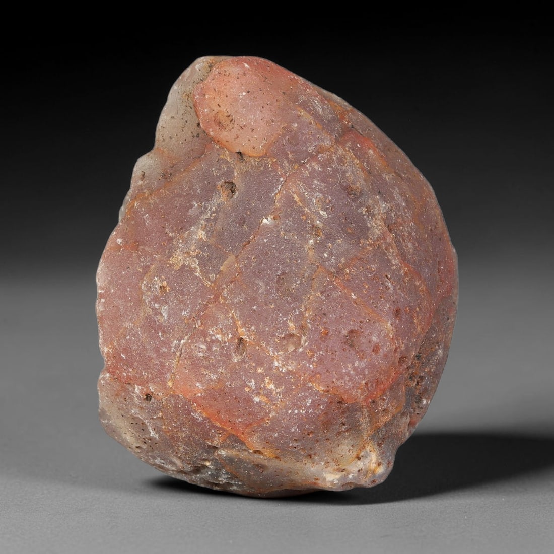 298g Natural Pinkish Red Agate Rough Specimen, Raw Agate, 10SB: Natural pinkish red agate rough weighing 298 grams, measuring 75.5x54.0x51.6mm. This unpolished raw agate features soft pink-red translucent body, natural surface texture dotted with small mineral pit