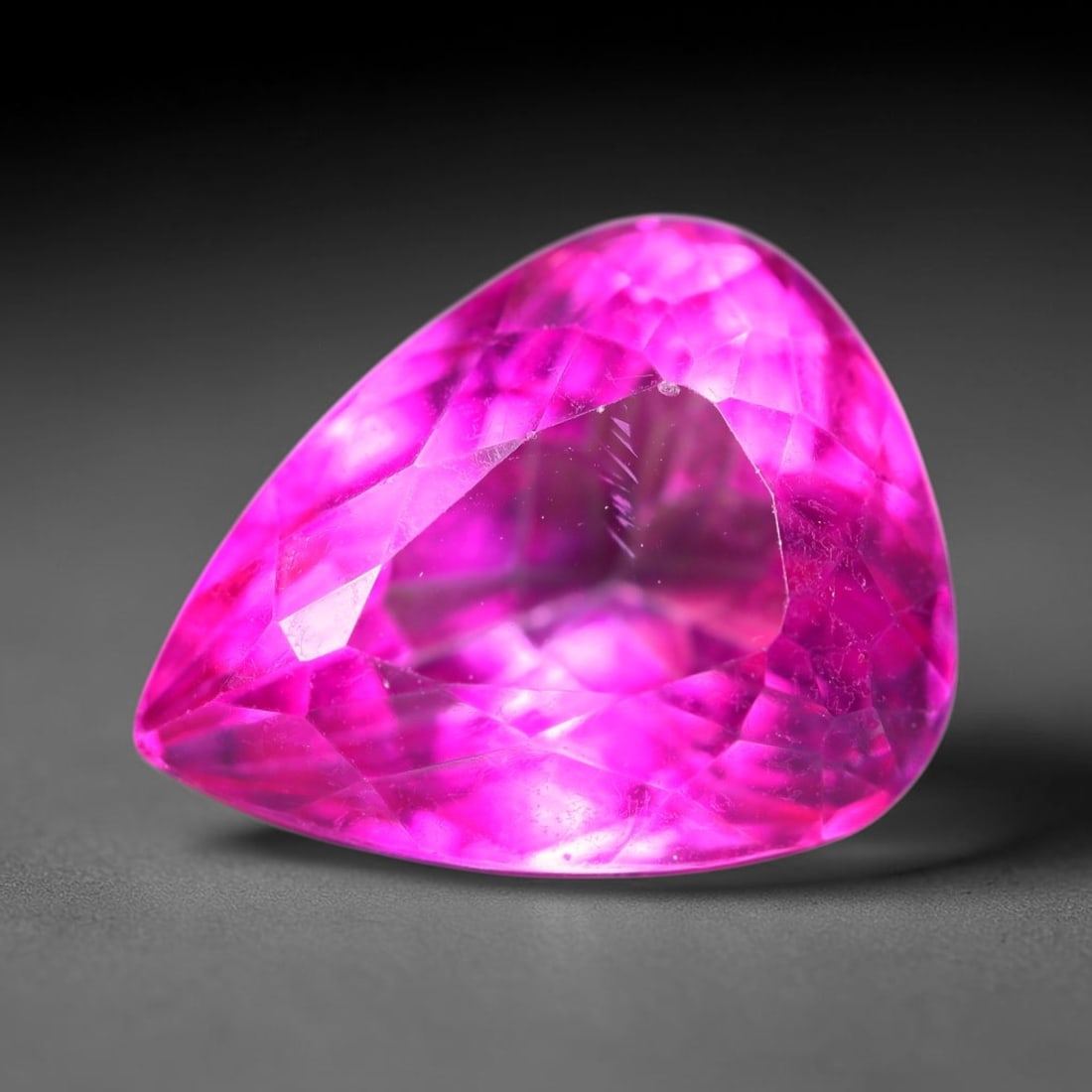 8.95 Carats Natural Brazilian Pink Topaz Pear Faceted Loose Gemstone, 86SA: This specimen is composed of natural topaz sourced from Brazilian mineral deposits, processed via professional faceted lapidary techniques with consistent glossy polishing applied to the entire crysta