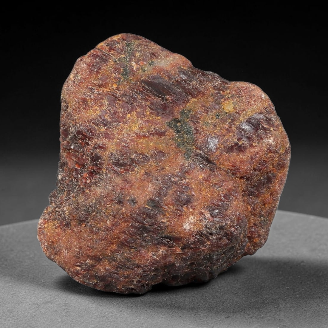 110g Natural Red Garnet Rough Gemstone, Raw Garnet Crystal, 100YT: Natural red garnet rough specimen , measuring 54.8x52.7x30.5mm. Unpolished raw matrix stone with rich reddish tones, natural surface texture, white mineral coating and small yellow crystal inclusions 
