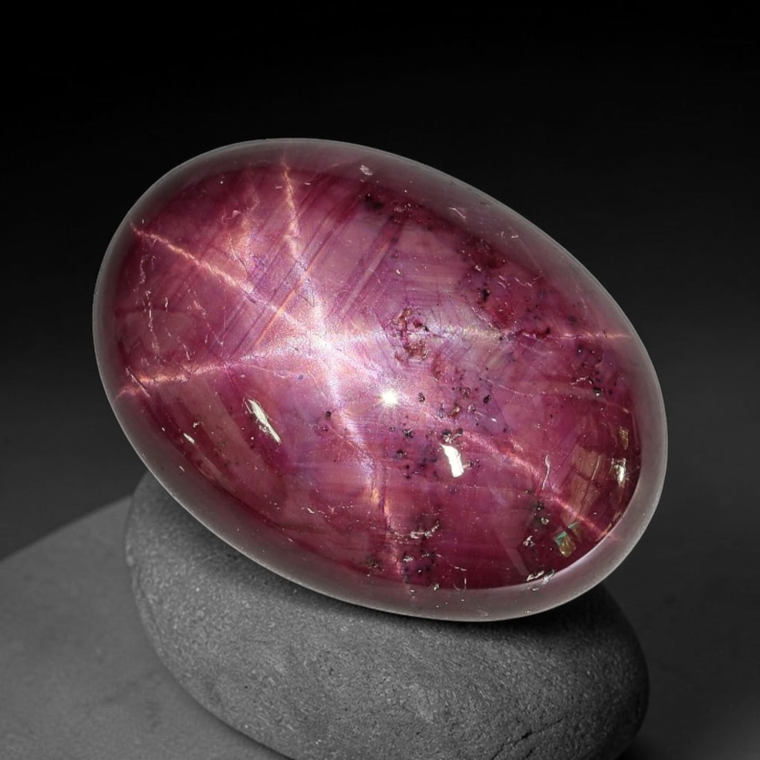 38.54ct Natural 6 Rays Star Ruby Oval Cabochon Loose Gemstone, 88TY: Natural six-ray star ruby oval cabochon loose gemstone, measuring 23.7x17.4x8.6mm. Smooth polished cabochon surface with distinct star asterism visible under light. Excellent for custom pendant and st