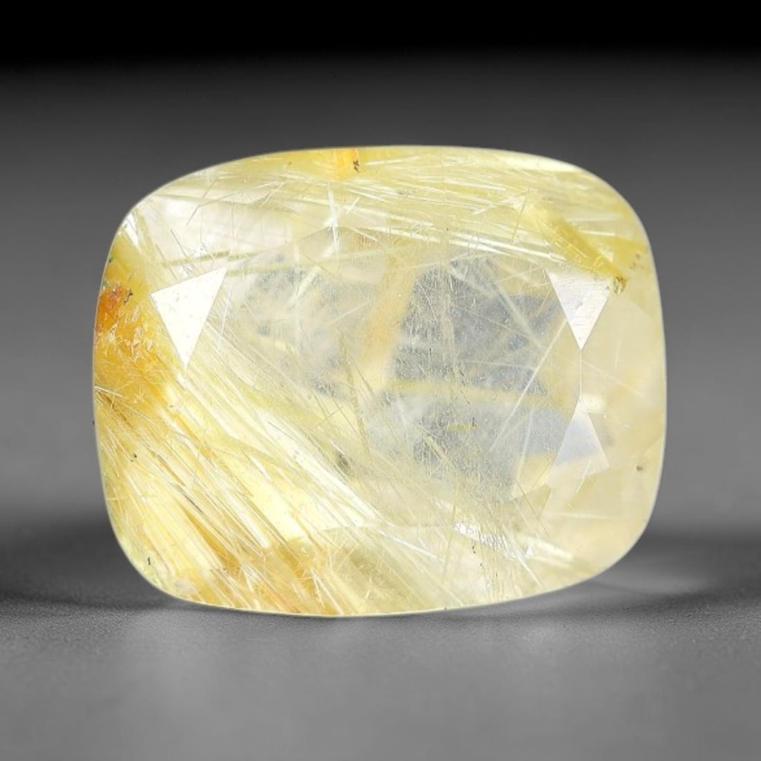 3.25ct Natural Golden Rutile Quartz Cushion Cut Loose Gemstone, 89TY: Natural golden rutile quartz cushion faceted loose gemstone, measuring 9.8x8.1x5.5mm. Transparent crystal filled with fine golden needle rutile inclusions. Excellent for custom ring and pendant settin