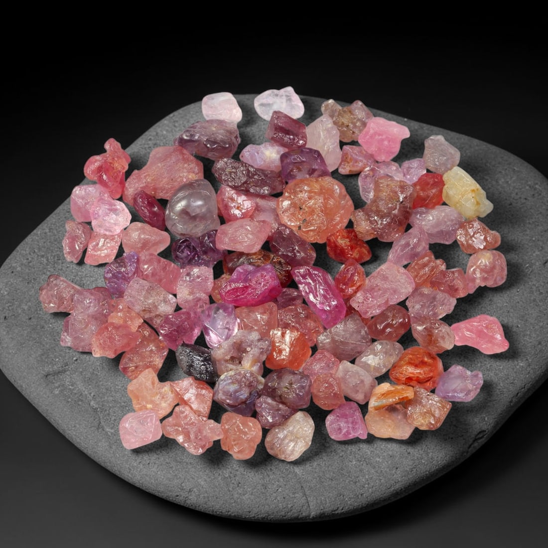 120.34ct Natural Multi-Colour Spinel Rough Parcel Loose Gemstone, 93TV: Natural spinel rough parcel showcasing a beautiful array of soft varied hues with subtle tonal differences throughout each crystal. Raw crystalline surfaces carry authentic natural mineral textures an